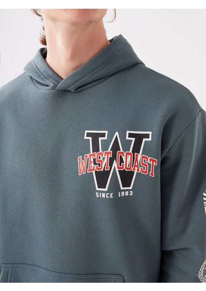 Xsıde Yeşil Uzun Kollu Baskılı Erkek Kalın Hoodie fırsatları