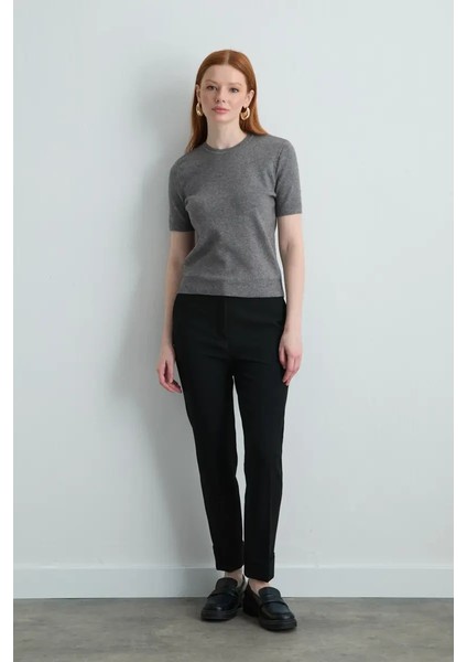 Kısa Kollu Triko Bluz - Gri fiyatları