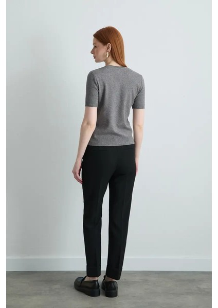 Kısa Kollu Triko Bluz - Gri indirimleri