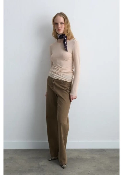 Kayık Yaka Kaşmir Simli Bluz - Ekru modelleri