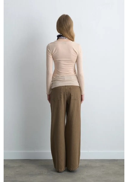 Kayık Yaka Kaşmir Simli Bluz - Ekru fırsatları