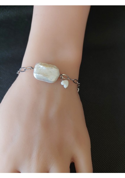 Doğal Barok Inci, Ataç Çelik Zincirli Bileklik modelleri