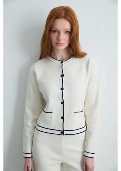 Biyeli Triko Hırka - Ekru fiyatları