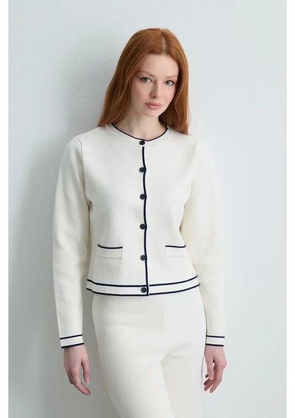 Biyeli Triko Hırka - Ekru fırsatları