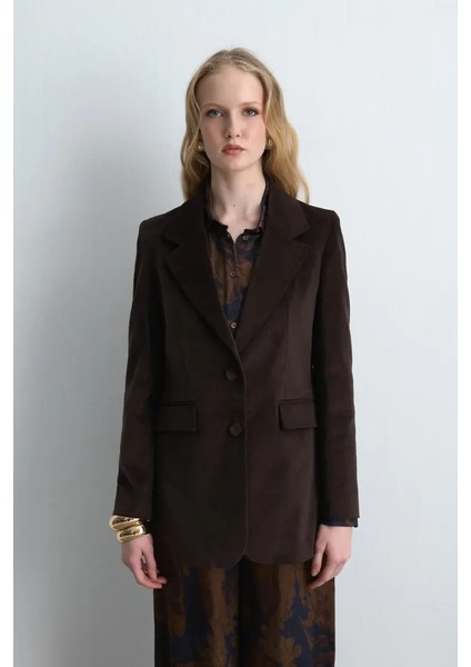 Anka Koleksiyonu Fitilli Kadife Blazer Ceket - Kahverengi fırsatları