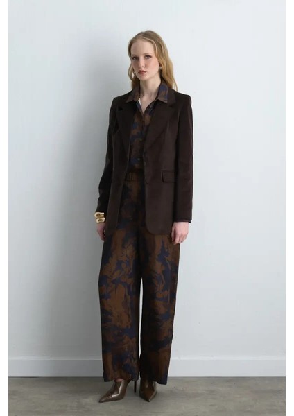 Anka Koleksiyonu Fitilli Kadife Blazer Ceket - Kahverengi indirimleri