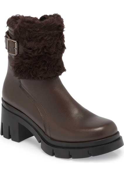 Kahve Hakiki Deri Kadın Casual Bot - K23K1BT66856-A24