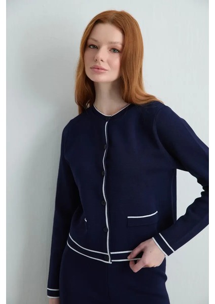 Biyeli Triko Hırka - Lacivert fiyatları