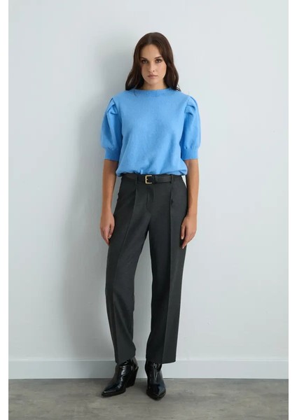 Kolu Büzgülü Triko - Mavi fiyatları