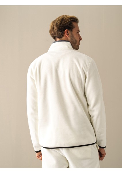 Erkek Beyaz Regular Fit Polar Sweatshirt