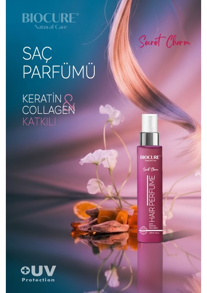 Kadın Saç Parfümü Keratin ve Kolajen Katkılı Uv Koruyuculu Secret Charm Saç Parfümü - 100 ml modelleri