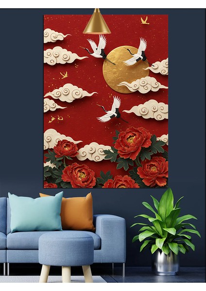 Kırmızı Güller ve Martılar Dekoratif Kanvas - Mdf Ahşap Tablo fırsatları