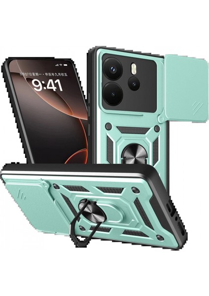 Xiaomi Redmi Note 14 4g Pars Lens Yüzüklü Silikon - Yeşil