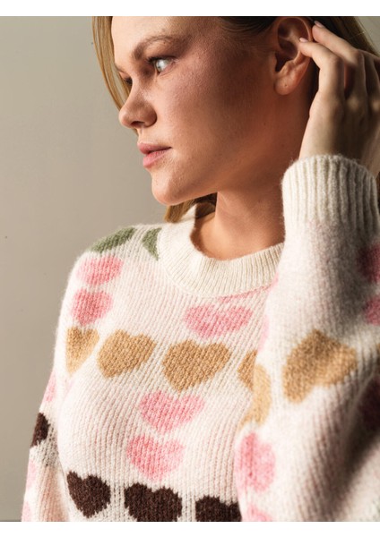 Bisiklet Yaka Oversize Desenli Kazak indirimleri