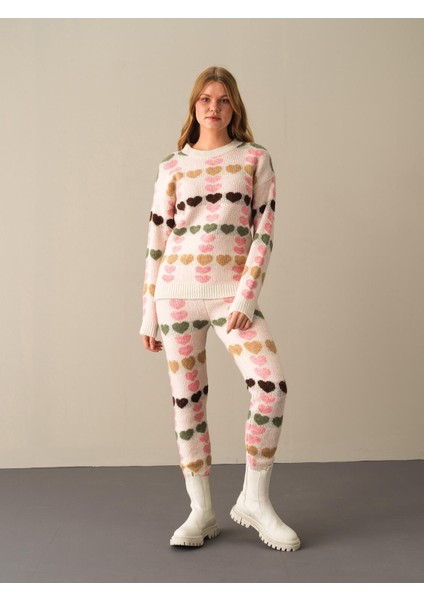 Bisiklet Yaka Oversize Desenli Kazak