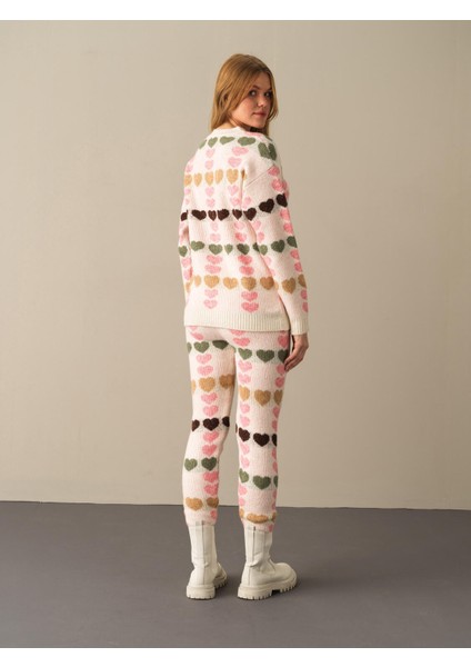 Bisiklet Yaka Oversize Desenli Kazak