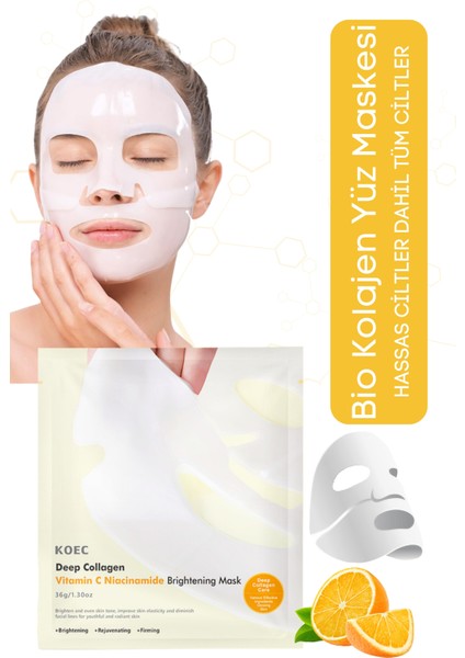 Bio Kolajen Şeffaf Kore Maskesi - C Vitamin ve Niacinamide Içerikli Parlaklık ve Nemlendirme