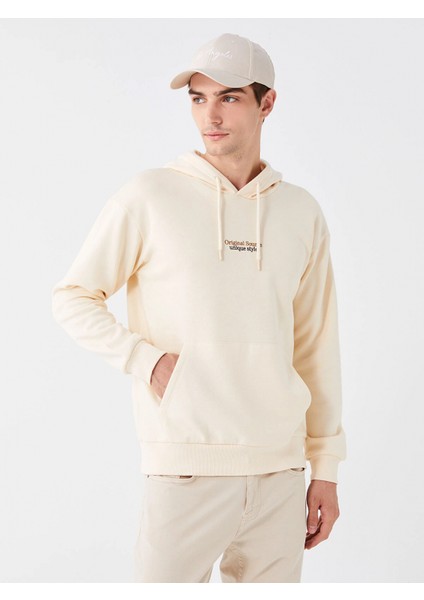 Xsıde Ekru Uzun Kollu Baskılı Erkek Kalın Hoodie fiyatları