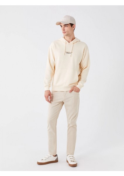 Xsıde Ekru Uzun Kollu Baskılı Erkek Kalın Hoodie modelleri