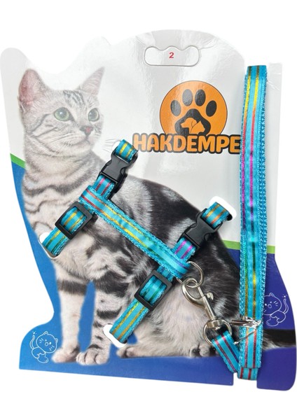 Ayarlanabilir Parlak Çizgili Kedi Gezdirme Boyun ve Göğüs Tasması Farklı Renk Seçenekleri