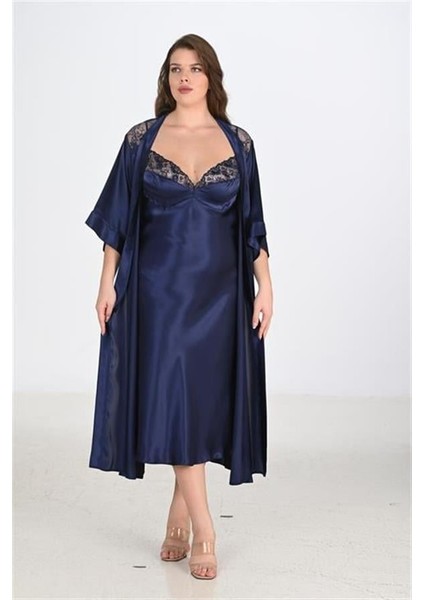 Arias Closet 2li Lacivert Sabahlık Takımı Bigsize 6228