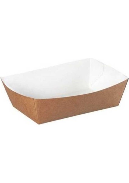 Kraft Karton Kayık Tabak Büyük 9X15X5 cm (100 Adet)