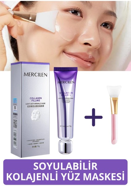 Soyulabilir Kolajen Jel Yüz Maskesi - Cam Cilt Etkili Kore Yüz Maskesi 70G
