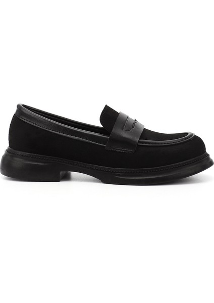 Kadın Siyah Nubuk Loafer Ayakkabı