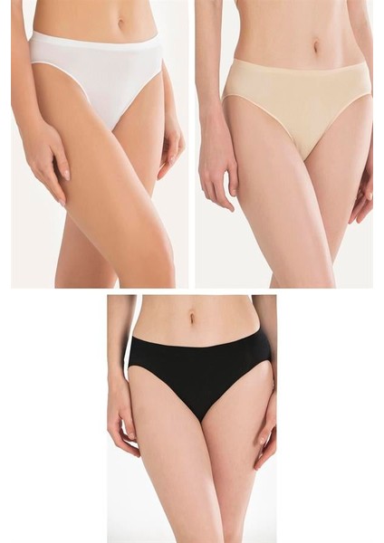 Arias Closet Pamuklu Siyah Beyaz Ten Rengi 3'lü Külot