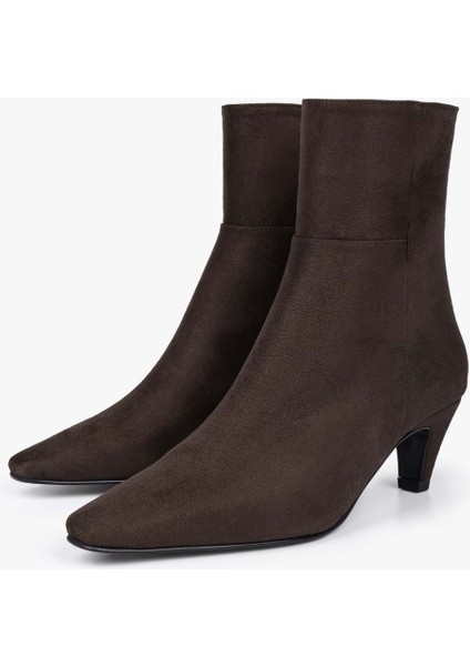 Kadın Noria Kahve Süet Kısa Topuklu Bot
