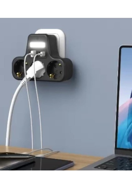 3 Priz 2 USB 2 Type-C Girişli Çocuk Koruma ve Akım Korumalı Ledli Duvar Tipi Priz fırsatları