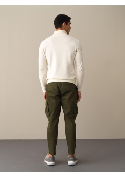 Erkek Ekru Pamuklu Regular Fit Basic Kazak