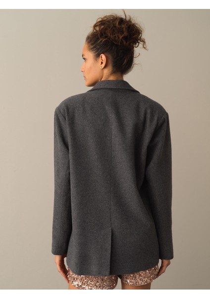 Kadın Antrasit Uzun Blazer Ceket