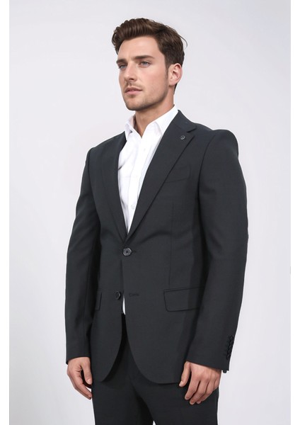 Slim Fit Mono Yaka Siyah Takım Elbise indirimleri