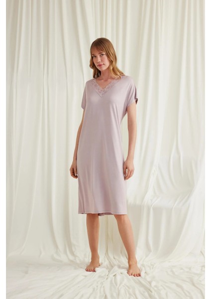 Monamise Yakası Dantelli Kısa Kollu Gecelik fiyatları