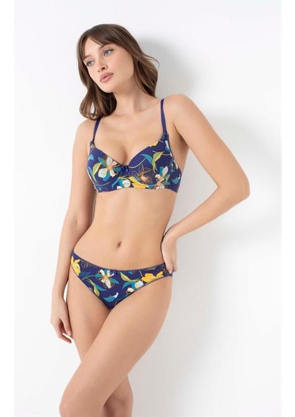 Arias Closet Viskon Balenli Destekli Dolgulu Çiçek Baskılı Sütyen ve Slip Takım