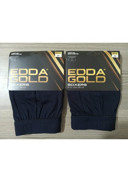 Gold Penye Kumaş Likralı Erkek Boxer - Lacivert - Medium - 2li