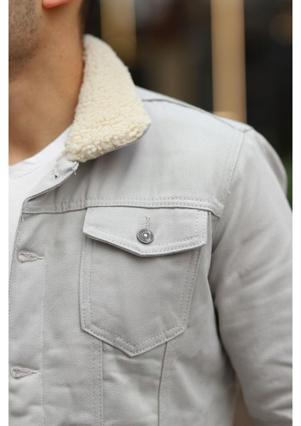 Erkek Trend Kışlık Içi Kürklü Kot Ceket Bej Taş fiyatları