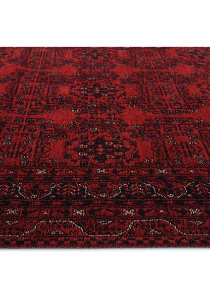 Atlas 02 Kırmızı Mutfak Halısı Yıkanabilir Halı Kaymaz Taban Yolluk Afgan Halısı Salon Halısı