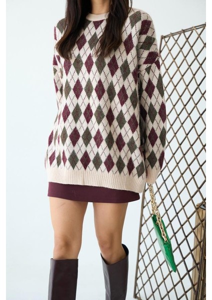 TK241280 Qustyle Baklava Des. Triko Kazak