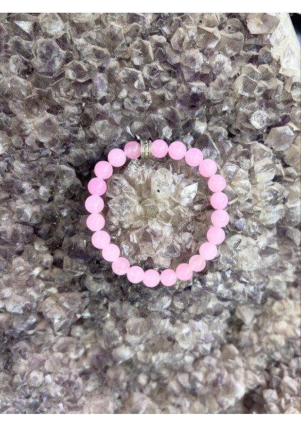 Pembe Kuvars Doğal Taş Bileklik, Sertifikalı Doğal Taş, Ayarlanabilir Lastikli Bileklik,uniseks Bileklik fiyatları