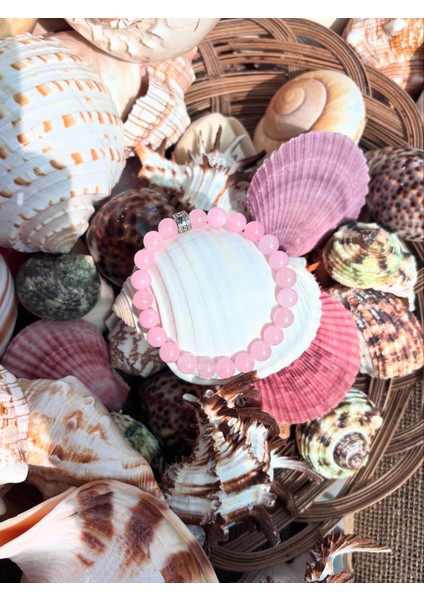 Pembe Kuvars Doğal Taş Bileklik, Sertifikalı Doğal Taş, Ayarlanabilir Lastikli Bileklik,uniseks Bileklik fırsatları