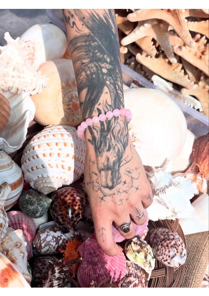 Pembe Kuvars Doğal Taş Bileklik, Sertifikalı Doğal Taş, Ayarlanabilir Lastikli Bileklik,uniseks Bileklik indirimleri