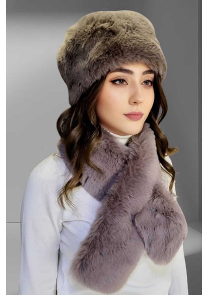 Kadın Vegan Kürk Kalpak-Atkı Set fırsatları