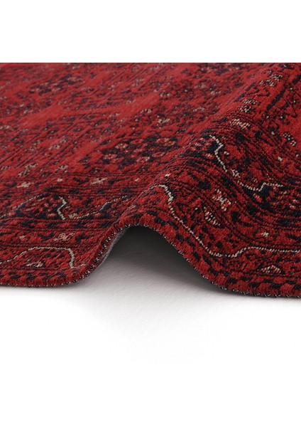 Atlas 02 Kırmızı Mutfak Halısı Yıkanabilir Halı Kaymaz Taban Yolluk Afgan Halısı Salon Halısı