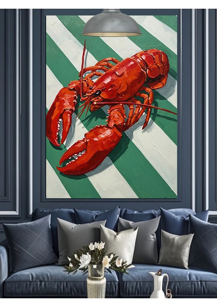 Kırmızı Istakoz Dekoratif Kanvas - Mdf Ahşap Tablo