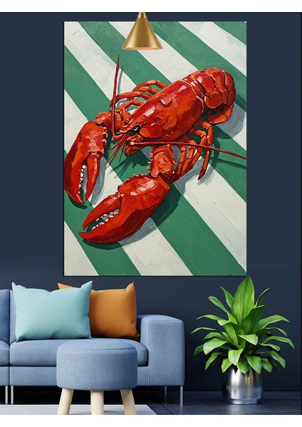 Kırmızı Istakoz Dekoratif Kanvas - Mdf Ahşap Tablo modelleri