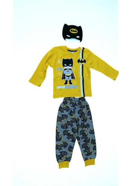 Çocuklar Için Göz Maskeli Karakter Baskılı %100 Pamuk 3 Lü Pijama Takımları fiyatları