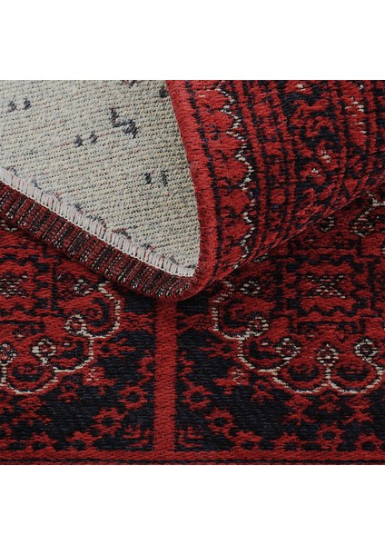 Atlas 03 Kırmızı Mutfak Halısı Yıkanabilir Halı Kaymaz Taban Yolluk Afgan Halısı Salon Halısı