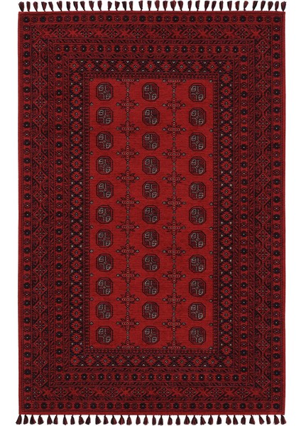 Atlas 04 Kırmızı Mutfak Halısı Yıkanabilir Halı Kaymaz Taban Yolluk Afgan Halısı Salon Halısı